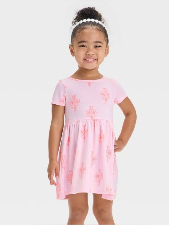 Cat & Jack Other - NWT Cat & Jack Pink Floral Short-Sleeve Knit Dress